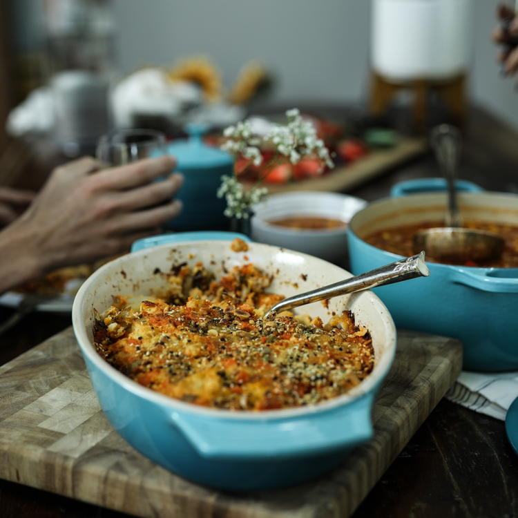 Casserole in a ceramic dish